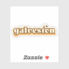 Galveston, Texas - retro, geel, bruin, oranje Sticker