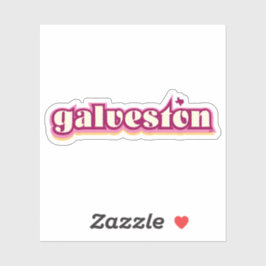 Galveston, Texas - retro, karmozijn, roze, geel Sticker