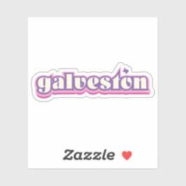 Galveston, Texas - retro, paars, roze Sticker