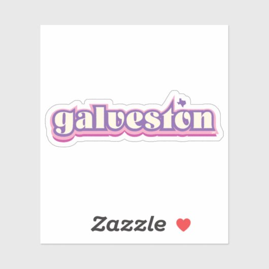 Galveston, Texas - retro, paars, roze Sticker (Vel)