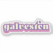 Galveston, Texas - retro, paars, roze Sticker (Voorkant)