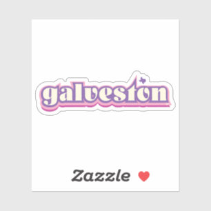 Galveston, Texas - retro, paarse, roze Sticker