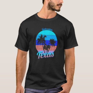 Galveston Texas Retro Tropical Palm Trees Vacation T-shirt
