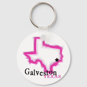 Galveston Texas, roze tekening Sleutelhanger
