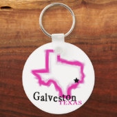 Galveston Texas, roze tekening Sleutelhanger (Voorkant)