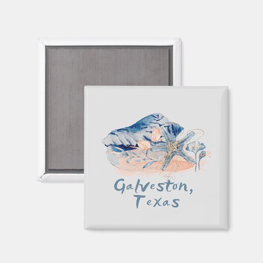 Galveston Texas Seashells Magneet (Voorkant / Achterkant)