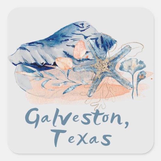 Galveston Texas Seashells Vierkante Sticker (Voorkant)