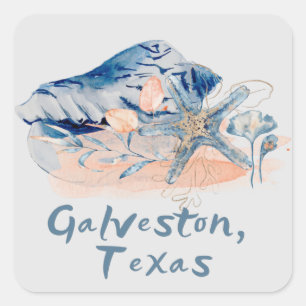Galveston Texas Seashells Vierkante Sticker