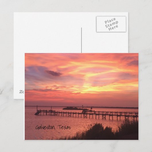 Galveston Texas Sunset Briefkaart (Voorkant / Achterkant)
