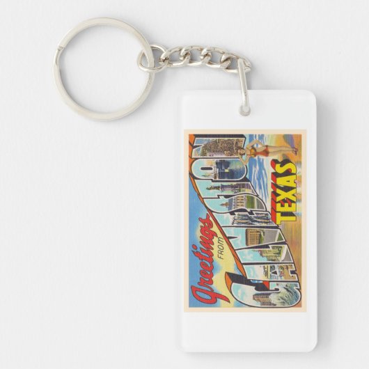 Galveston Texas TX  groot Briefkaart Sleutelhanger (Voorkant)