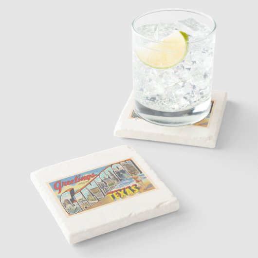 Galveston Texas TX  groot Briefkaart Stenen Onderzetter (Zijkant)