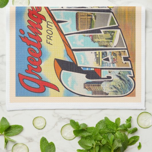 Galveston Texas TX  groot Briefkaart Theedoek (Gevouwen)