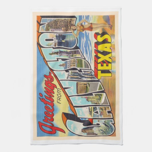 Galveston Texas TX  groot Briefkaart Theedoek (Verticaal)