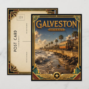 Galveston Texas Vintage Art Deco Gouden Tijdperk Briefkaart