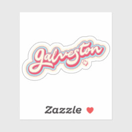 Galveston Texas vintage rood, lichtblauw Sticker