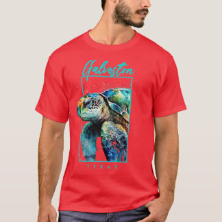 Galveston Texas Waterverf Zee Turtle Portrait T-shirt