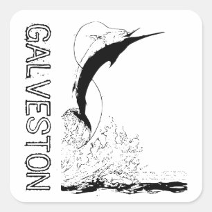 Galveston, TX Sportvisserij Vierkante Sticker