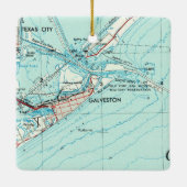 Galveston TX Topo Map Keramisch Ornament (Achterkant)