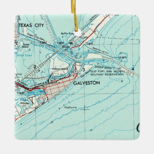 Galveston TX Topo Map Keramisch Ornament (Voorkant)