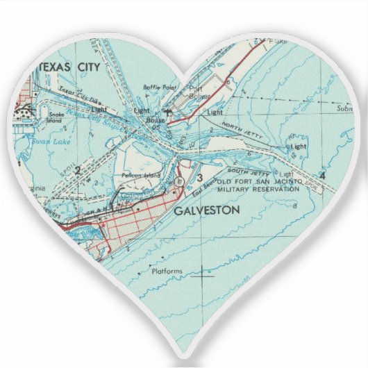 Galveston TX  Topo Sticker (Voorkant)
