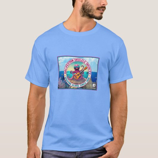 Galveston Ukulele GUS man's Octopus Banner T-shirt (Voorkant)