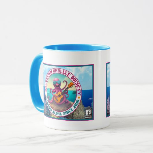 Galveston Ukulele Society GUS Octopus Mok (Voorkant links)