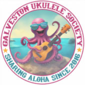 Galveston Ukulele Society GUS Ronde Vinyl Sticker (Voorkant)