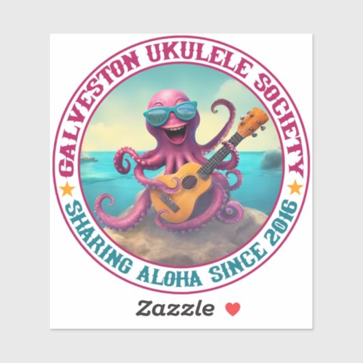 Galveston Ukulele Society GUS Ronde Vinyl Sticker (Vel)