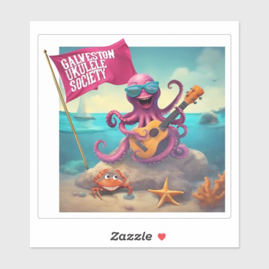 Galveston Ukulele Society GUS Square Vinyl Sticker (Vel)