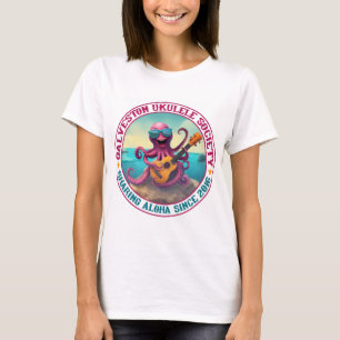 Galveston Ukulele Vrouwen T-shirt LG Octopus Front