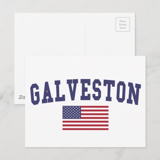 Galveston US Flag Briefkaart (Voorkant / Achterkant)