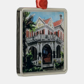 Galveston Waterverf, 1876 F. Beissner House Metalen Ornament (Rechts)