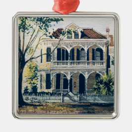 Galveston Waterverf, 1887 Howard Carnes House Metalen Ornament