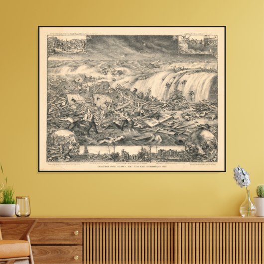 Galveston's Awful Calamity Gulf Tidal Wave (1900) Canvas Afdruk (Insitu (Woonkamer))