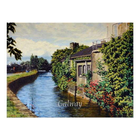 Galway City Ireland Schilderachtig Canal Uitzicht Perfect Poster (Voorkant)