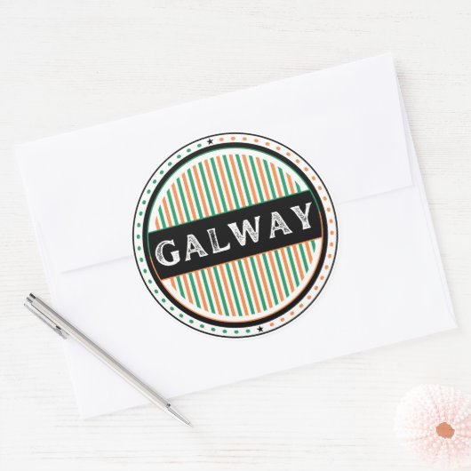 Galway City Pride Emblem – Irish Identity Ronde Sticker (Envelop)