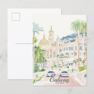 Galway Ierland Gouache Schilderillustratie Reizen Briefkaart