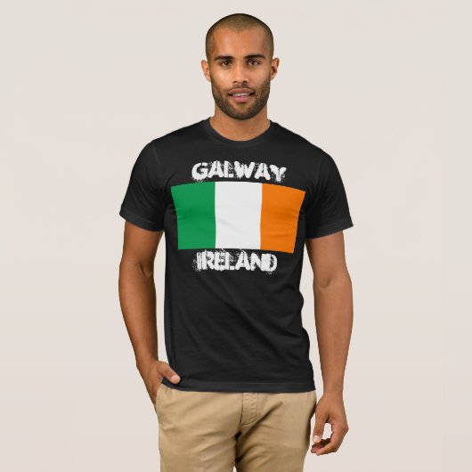 Galway, Ierland met Ierse vlag T-shirt (Voorkant volledig)