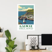 Galway Ierland Vintage Haven Reis Kunst Poster (Thuiskantoor)