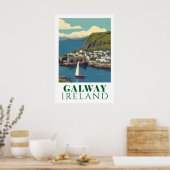 Galway Ierland Vintage Haven Reis Kunst Poster (Keuken)