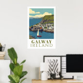 Galway Ierland Vintage Haven Reis Kunst Poster (Thuiskantoor)