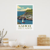Galway Ierland Vintage Haven Reis Kunst Poster (Keuken)