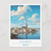 Galway Ierland Vintage Travel Briefkaart (Voorkant)