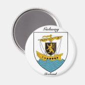 Galway Ireland antiek scheepswapen Magnet (Voorkant / Achterkant)