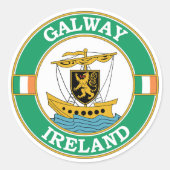 Galway Ireland Circle Embleem Ronde Sticker (Voorkant)