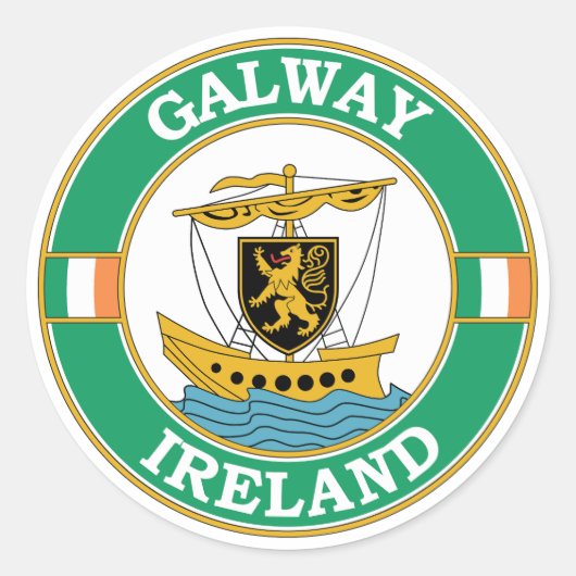 Galway Ireland Circle Embleem Ronde Sticker (Voorkant)