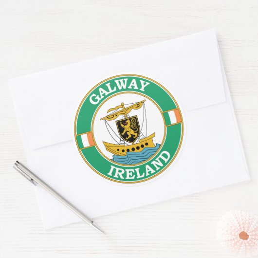 Galway Ireland Circle Embleem Ronde Sticker (Envelop)