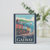 Galway Ireland Illustration Travel Art Vintage Briefkaart (Staand voorkant)