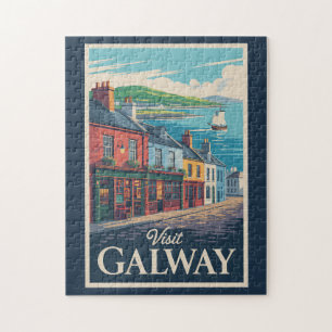 Galway Ireland Illustration Travel Art Vintage Legpuzzel