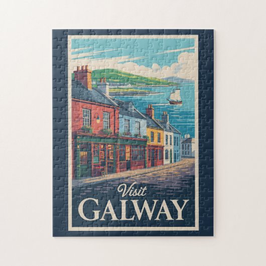 Galway Ireland Illustration Travel Art Vintage Legpuzzel (Verticaal)